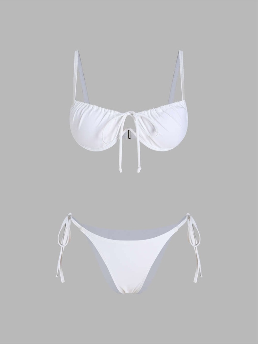 Cider White Tie-Front Underwire Bikini Set